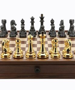 Dal Rossi Italy Gold & Black Titanium Chess Set 20"