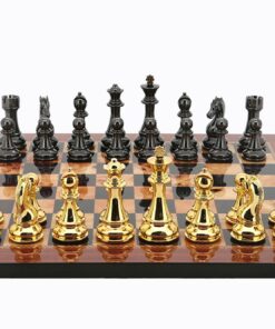 Dal Rossi Italy Gold & Titanium Chess Pieces on Walnut Shiny Finish Chess Board 20?