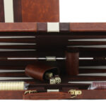 Backgammon, deluxe Brown Tan, case, 15″