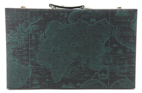 World Map Attache Case Backgammon 15" (38cm) - Image 2